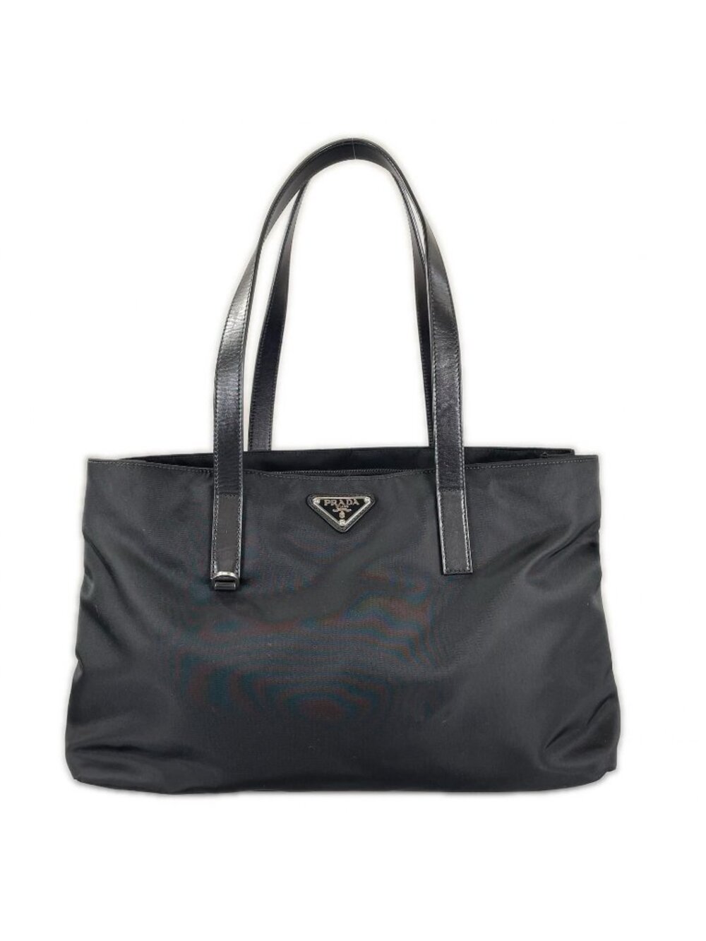 Prada Triangle Logo Tote Bag Nylon Black